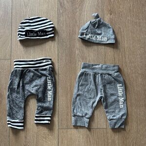 Gray 'Little Man' Baby Outfit Set